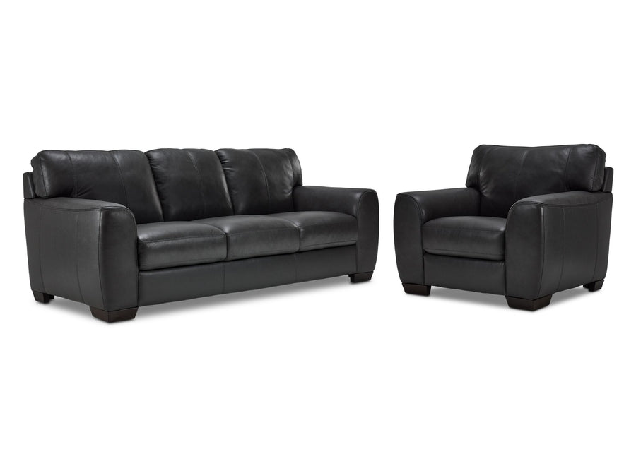 Halden Leather Sofa and Chair Set - Carbon Grey