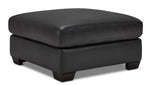 Halden Leather Ottoman - Carbon Grey