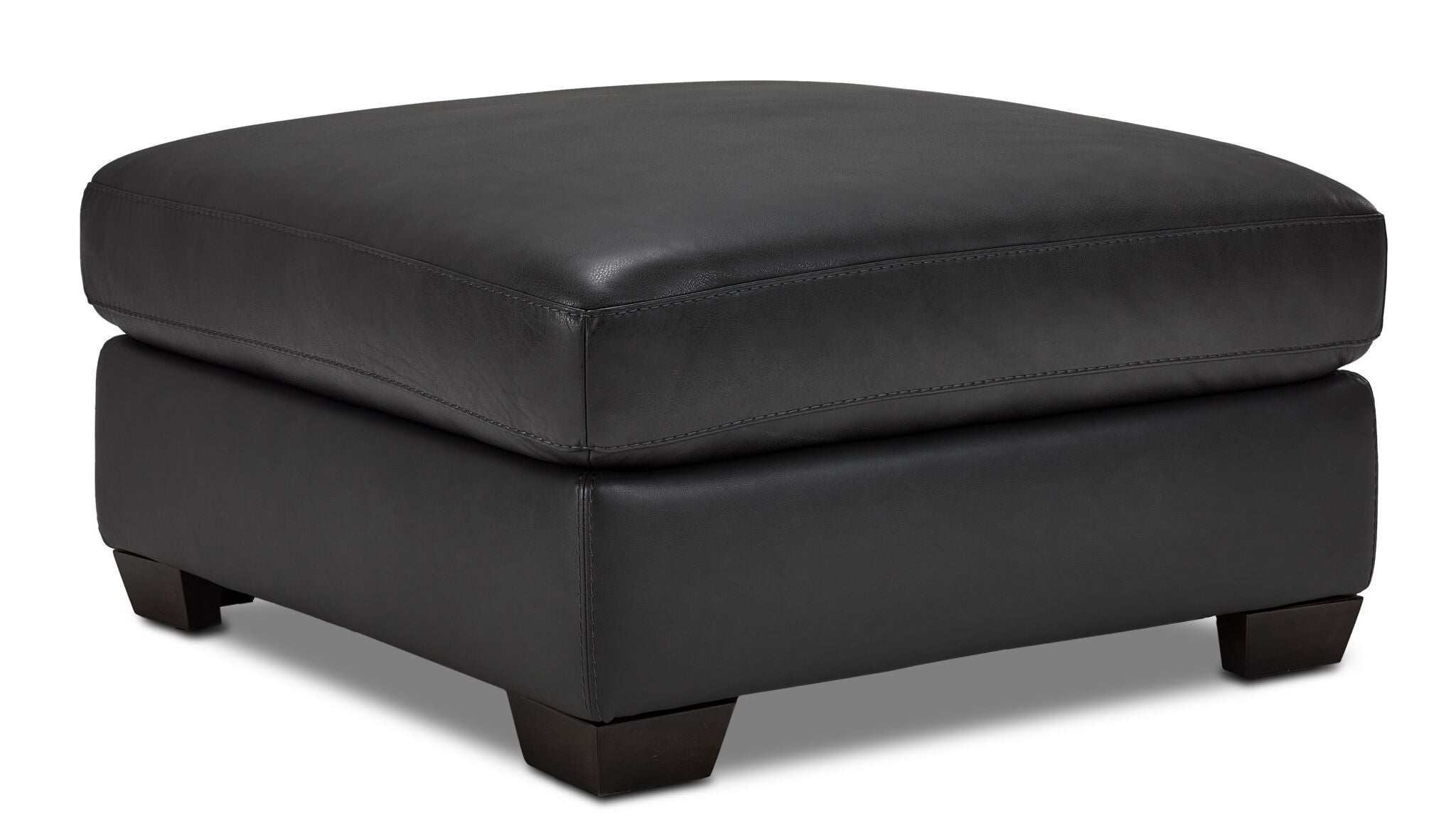 Halden Leather Ottoman - Carbon Grey