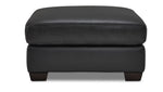 Halden Leather Ottoman - Carbon Grey