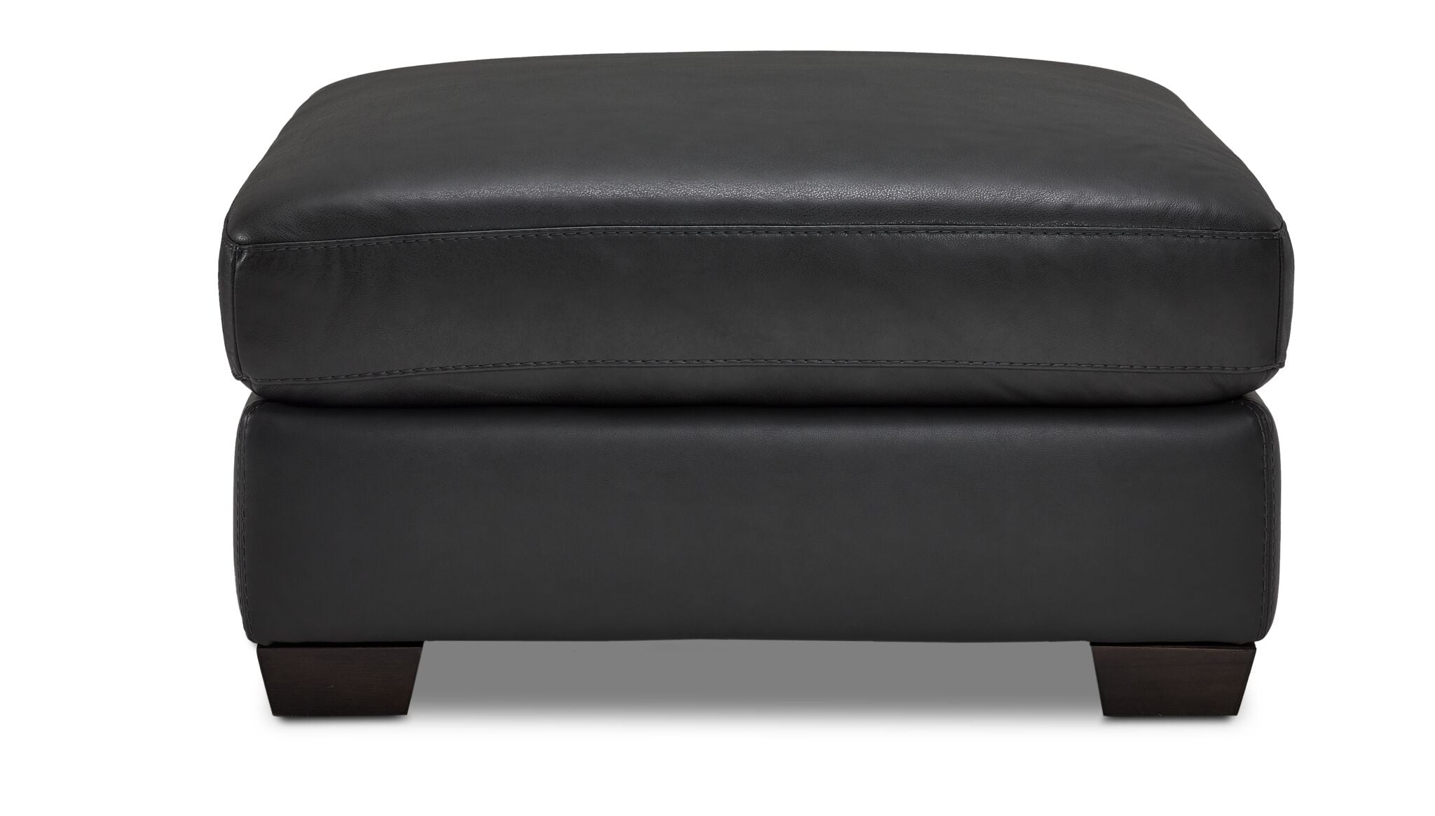 Halden Leather Ottoman - Carbon Grey