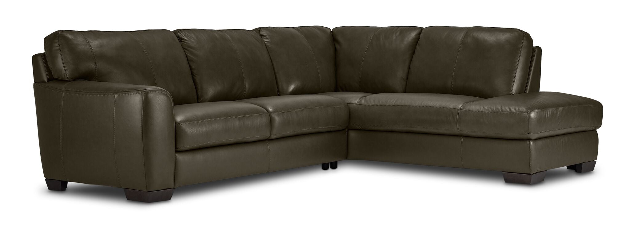 Halden Leather 2-Piece Sectional with Right Facing Chaise - Forest Green