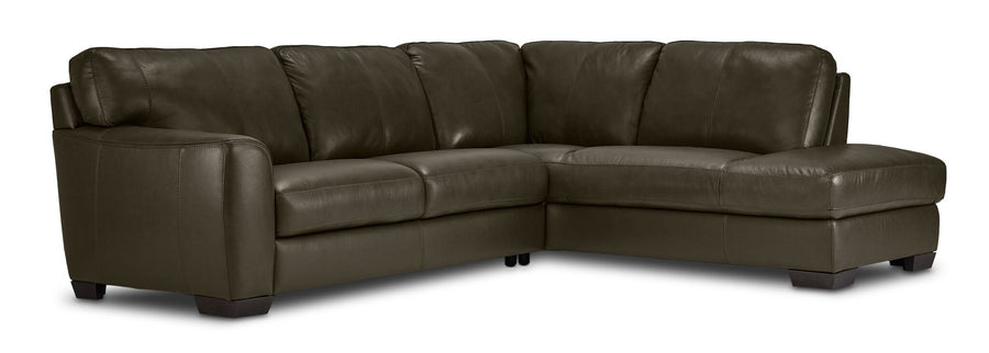Halden Leather 2-Piece Sectional with Right Facing Chaise - Forest Green