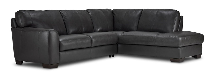Halden Leather 2-Piece Sectional with Right Facing Chaise - Carbon Grey