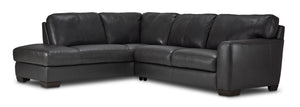 Halden Sectionnel en cuir 2 mcx avec fauteuil allongé à gauche – gris carbone