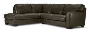 Halden Sectionnel en cuir 2 mcx avec fauteuil allongé à droite – vert foret