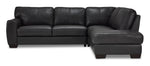 Halden Leather 2-Piece Sectional with Right Facing Chaise - Carbon Grey