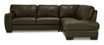 Halden Leather 2-Piece Sectional with Right Facing Chaise - Forest Green