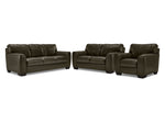 Halden Leather Sofa, Loveseat and Chair Set - Forest Green