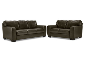 Halden Ens. Sofa et causeuse en cuir – vert foret