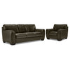 Halden Ens. Sofa et fauteuil en cuir – vert foret