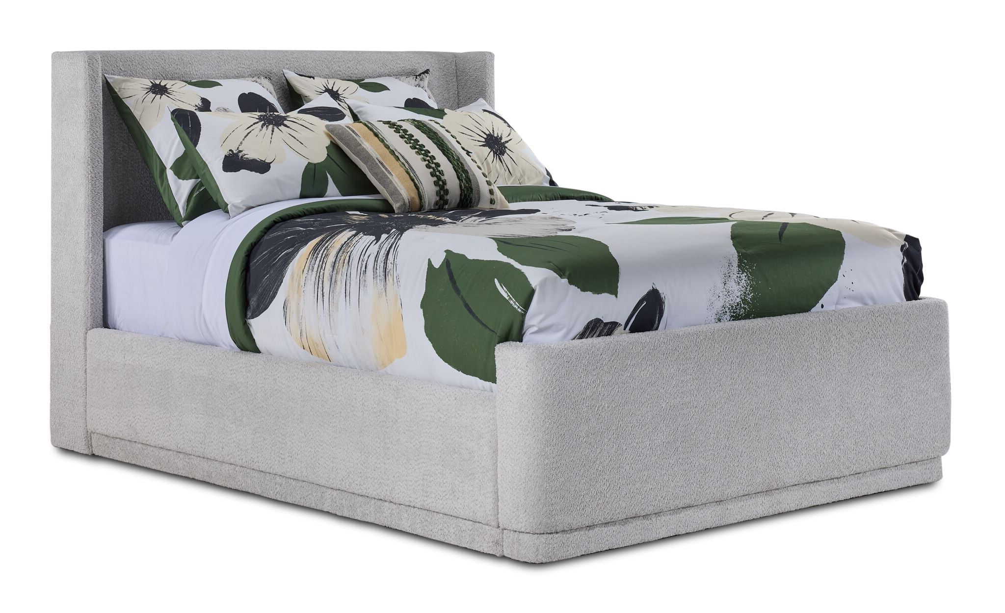 In Full Bloom - Hallie 3-Piece King Upholstered Bed - Light Grey