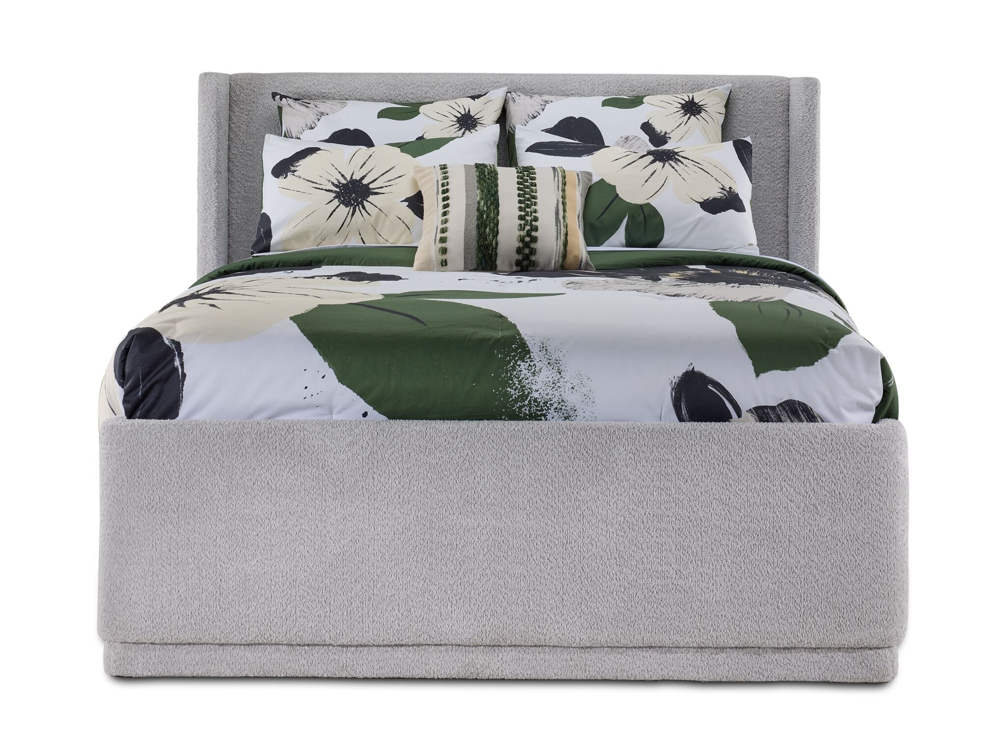 In Full Bloom - Hallie 3-Piece King Upholstered Bed - Light Grey
