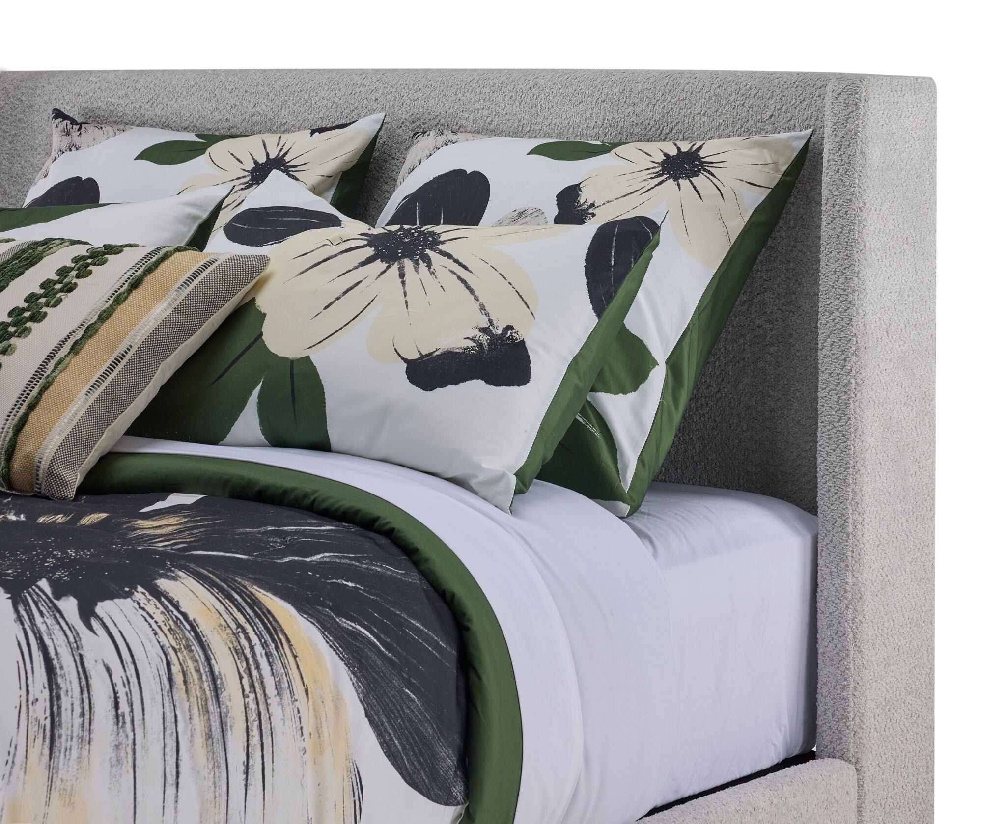 In Full Bloom - Hallie 3-Piece King Upholstered Bed - Light Grey