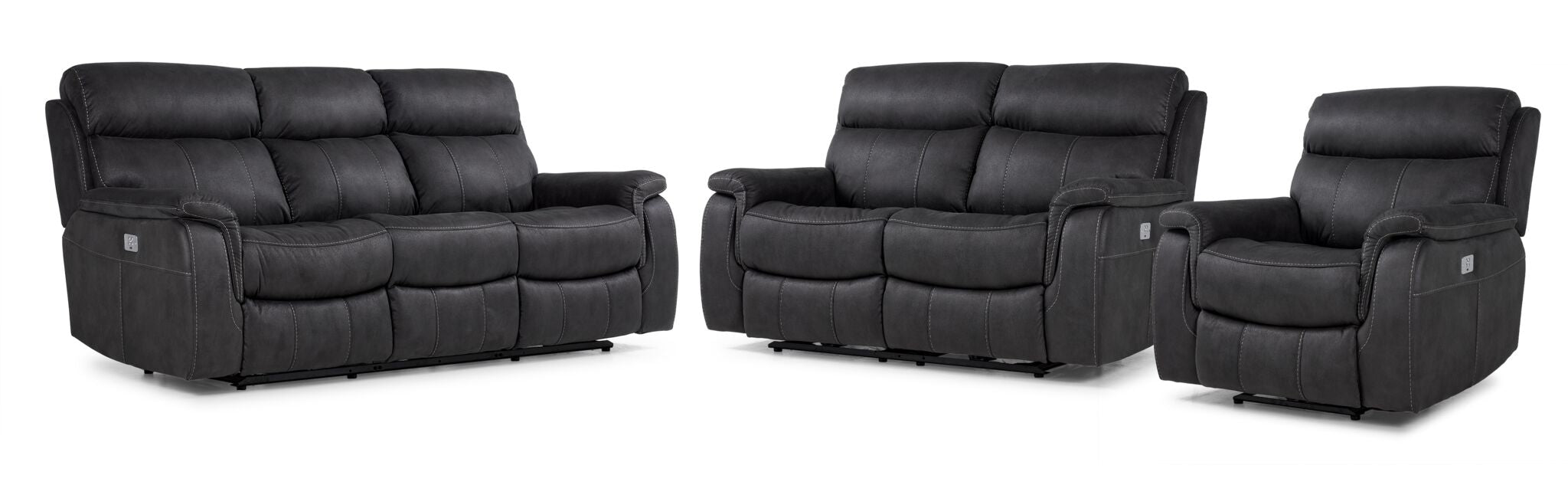 Haven Dual Power Reclining Sofa, Loveseat and Recliner Set - Grey