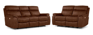 Haven Ens. Sofa et causeuse inclinables électriques – moka