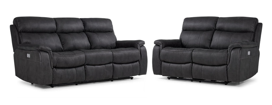 Haven Dual Power Reclining Sofa and Loveseat Set - Grey