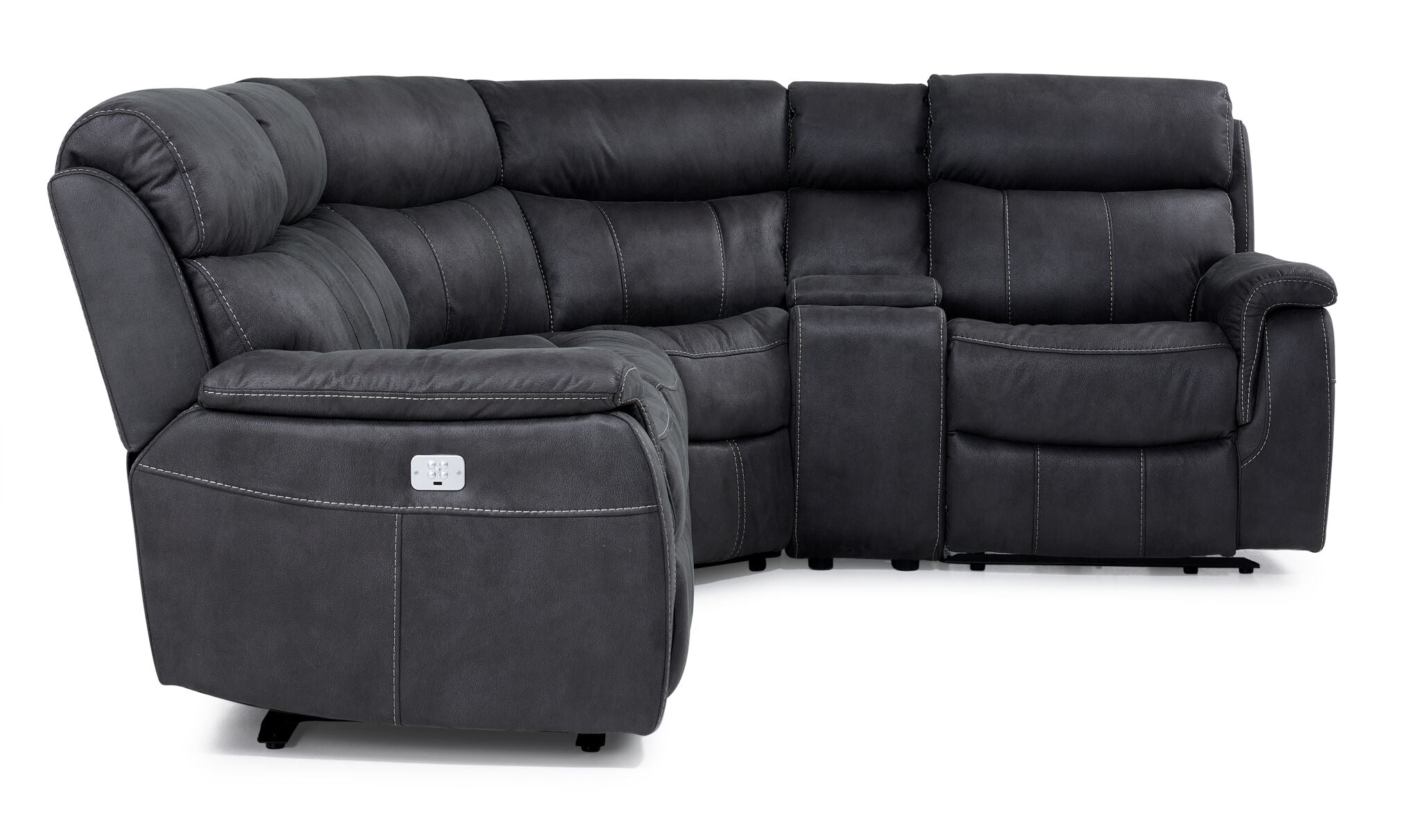 Haven 5-Piece Dual Power Reclining Sectional with Console - Grey