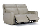 Henry Leather Triple Power Reclining Loveseat - Ivory