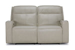 Henry Leather Triple Power Reclining Loveseat - Ivory