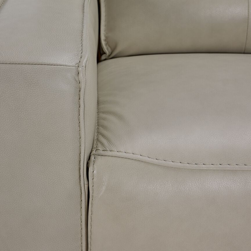 Henry Leather Triple Power Reclining Loveseat - Ivory
