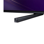 Close-up of the Hisense 100-inch QLED Mini-LED AI TV showing the black support foot and lower bezel