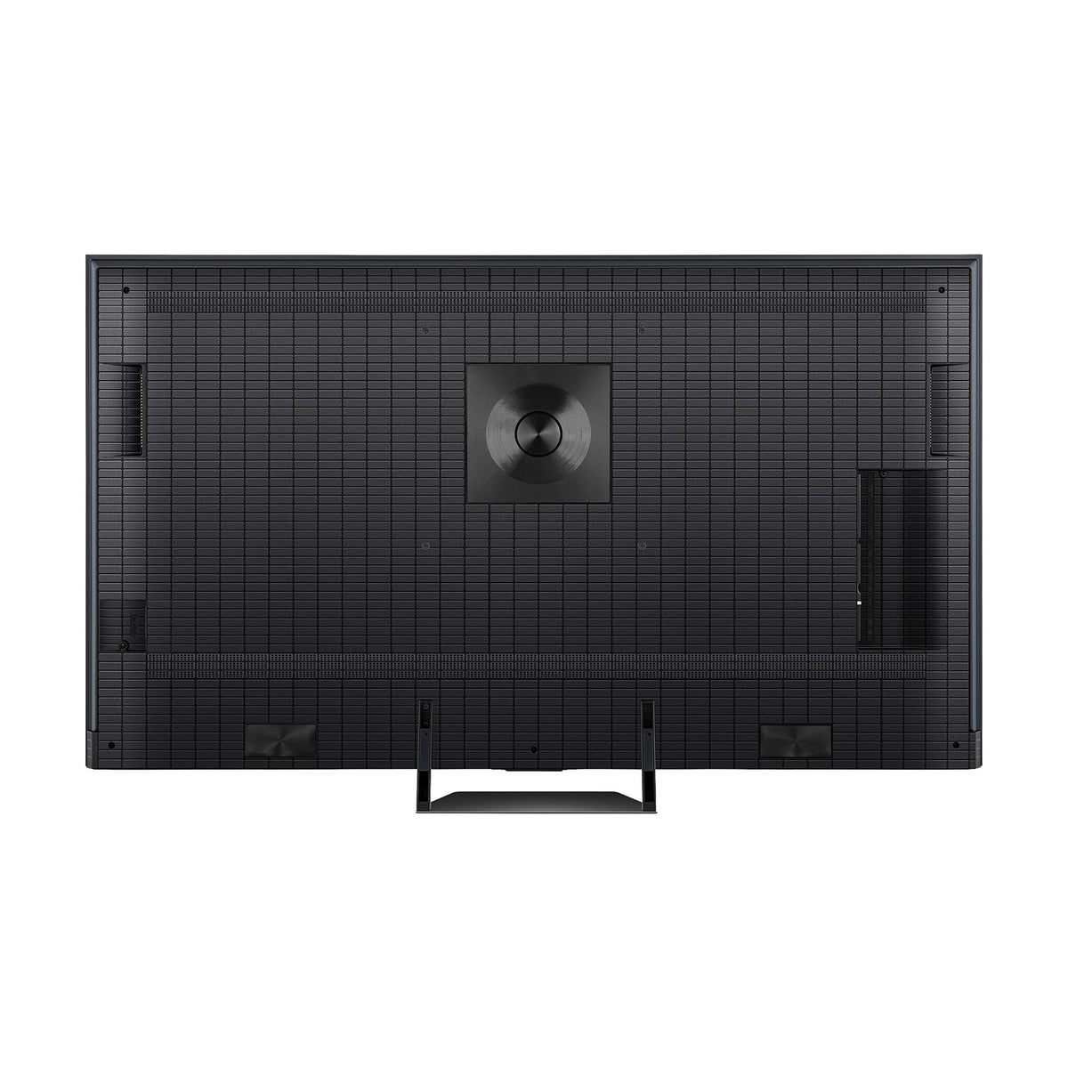 Rear view of the Hisense 85-inch QLED Mini-LED AI TV showing the back panel and centre stand