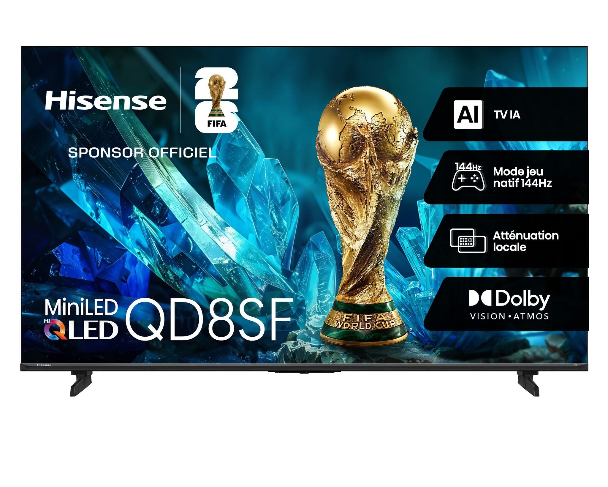 Hisense Téléviseur intelligent 50 po QLED MiniDEL FireTV 144Hz IA 4K – 50QD8SF--