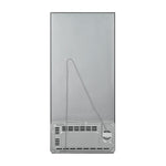 Rear view of Hisense silver 6 cu. ft. convertible upright freezer showing the textured back panel, lower ventilation area and power cord