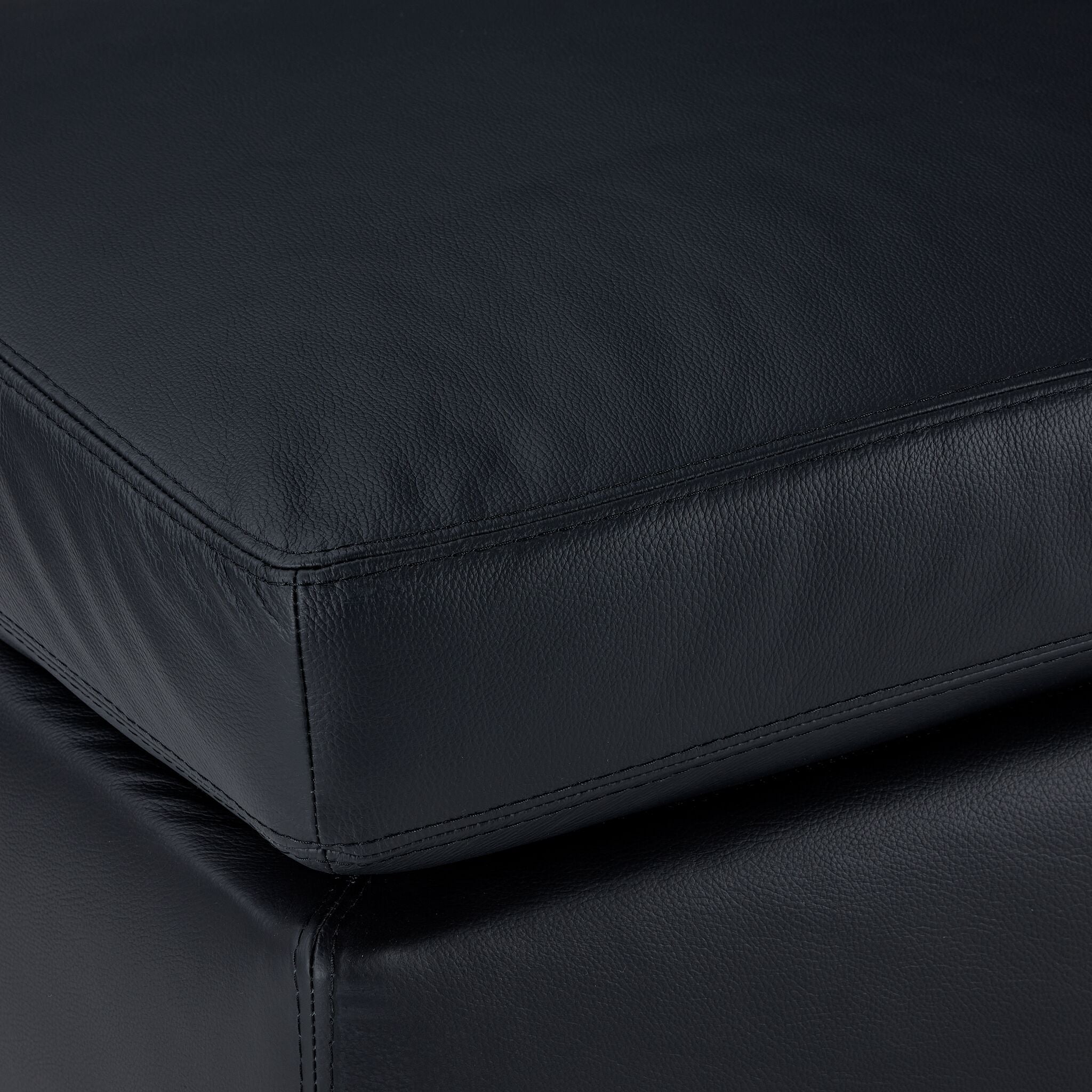 Icon Leather Ottoman - Black