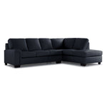 Icon Leather 2-Piece Sectional with Right Facing Chaise - Black