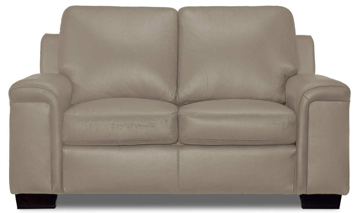 Icon Leather Loveseat - Cloud Grey