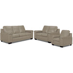 Icon Leather Sofa, Loveseat and Chair Set - Cloud Grey