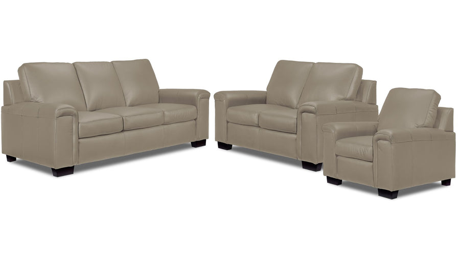 Icon Leather Sofa, Loveseat and Chair Set - Cloud Grey