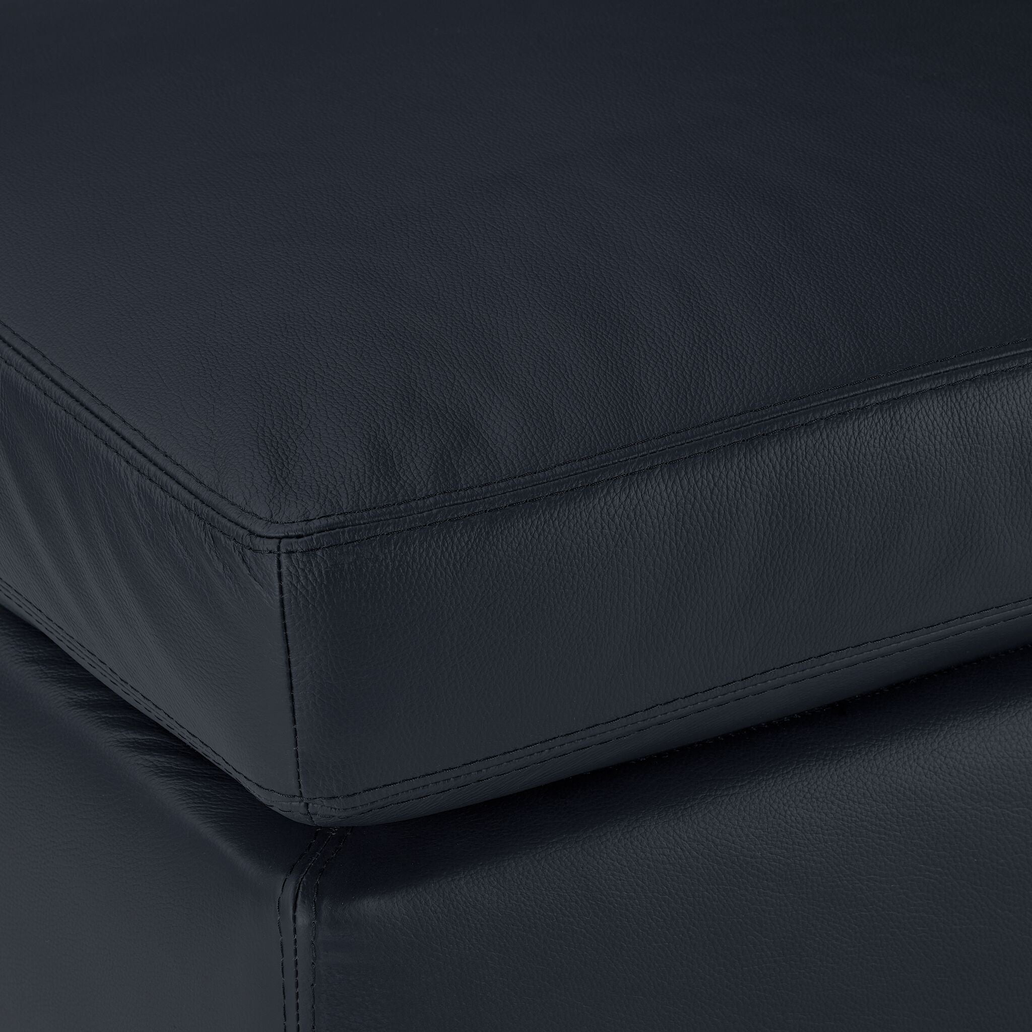 Icon Leather Ottoman - Navy