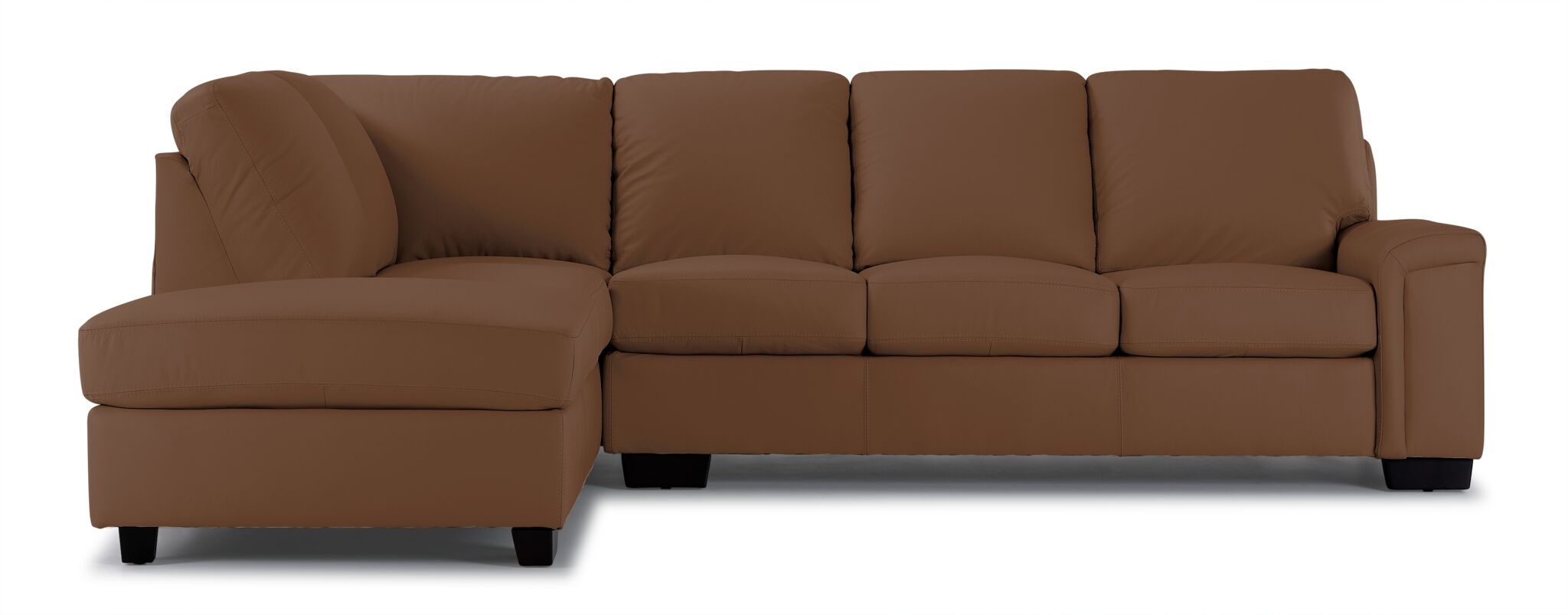 Icon Leather 2-Piece Sectional with Left Facing Chaise - Saddle