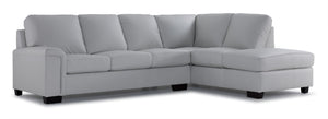 Icon Sectionnel en cuir 2 mcx avec fauteuil allongé à droite - gris argent