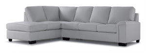 Icon Sectionnel en cuir 2 mcx avec fauteuil allongé à gauche - gris argent