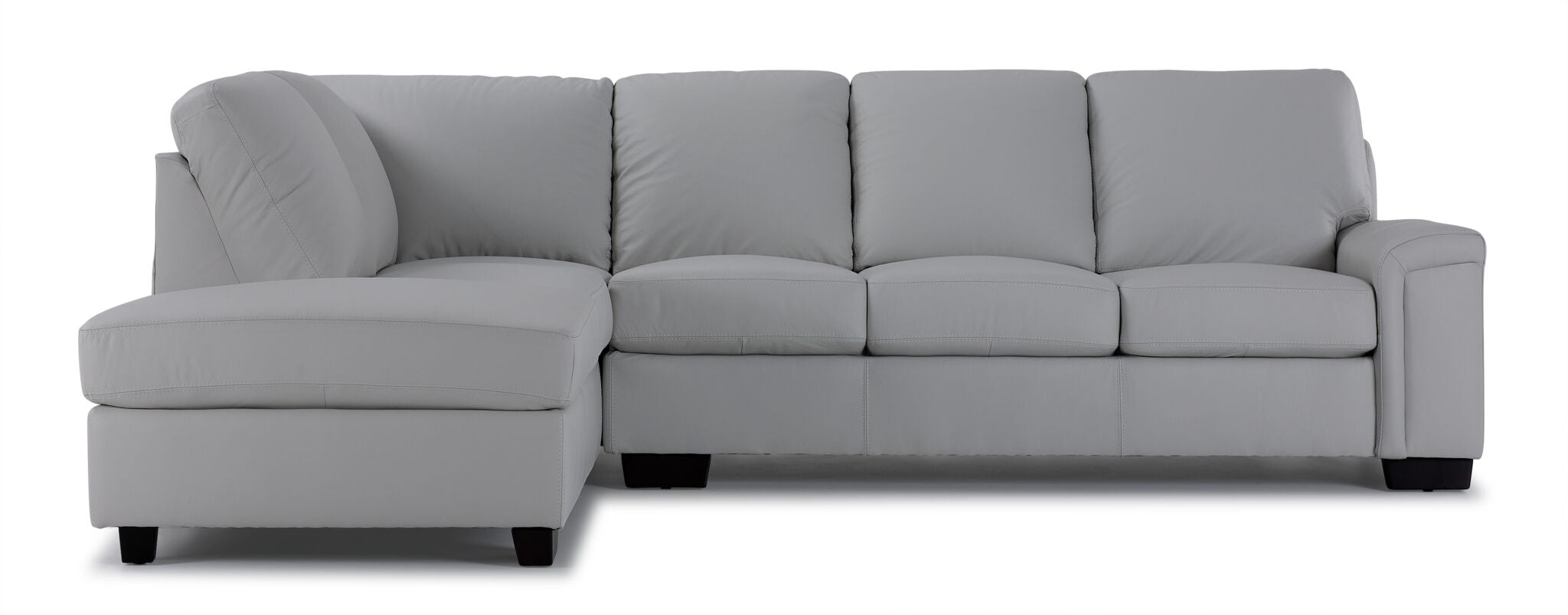 Icon Leather 2-Piece Sectional with Left Facing Chaise - Silver Grey