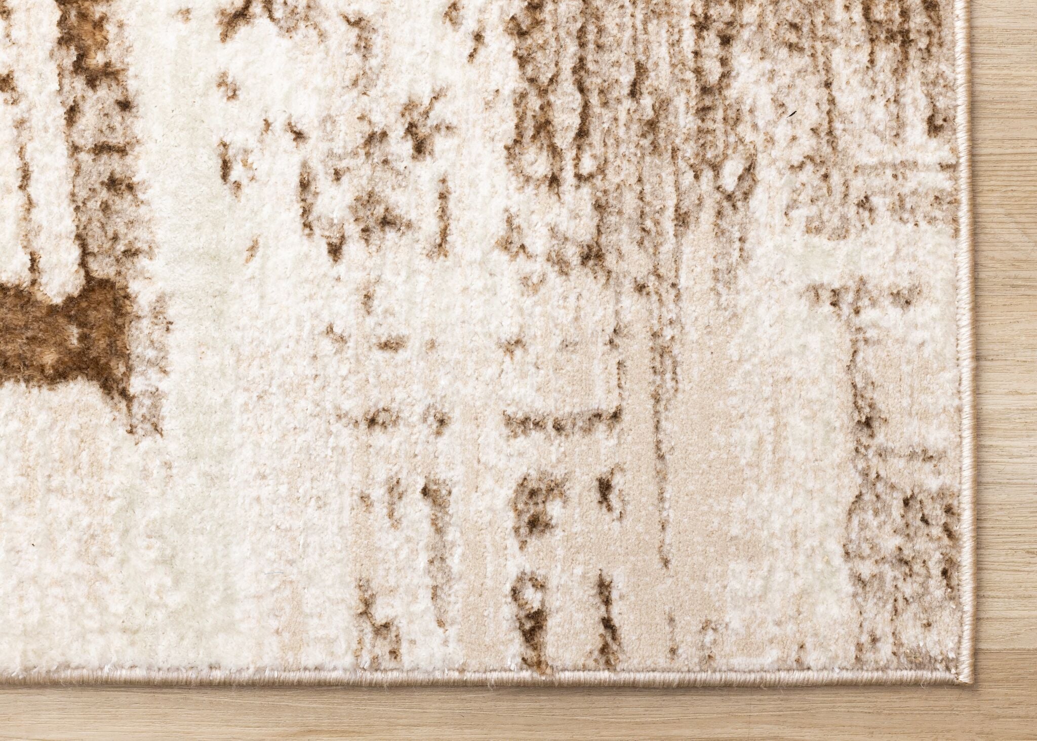 In Harmony 5'3" x 7'7" Organic Distressed Design Area Rug - Cream, Brown