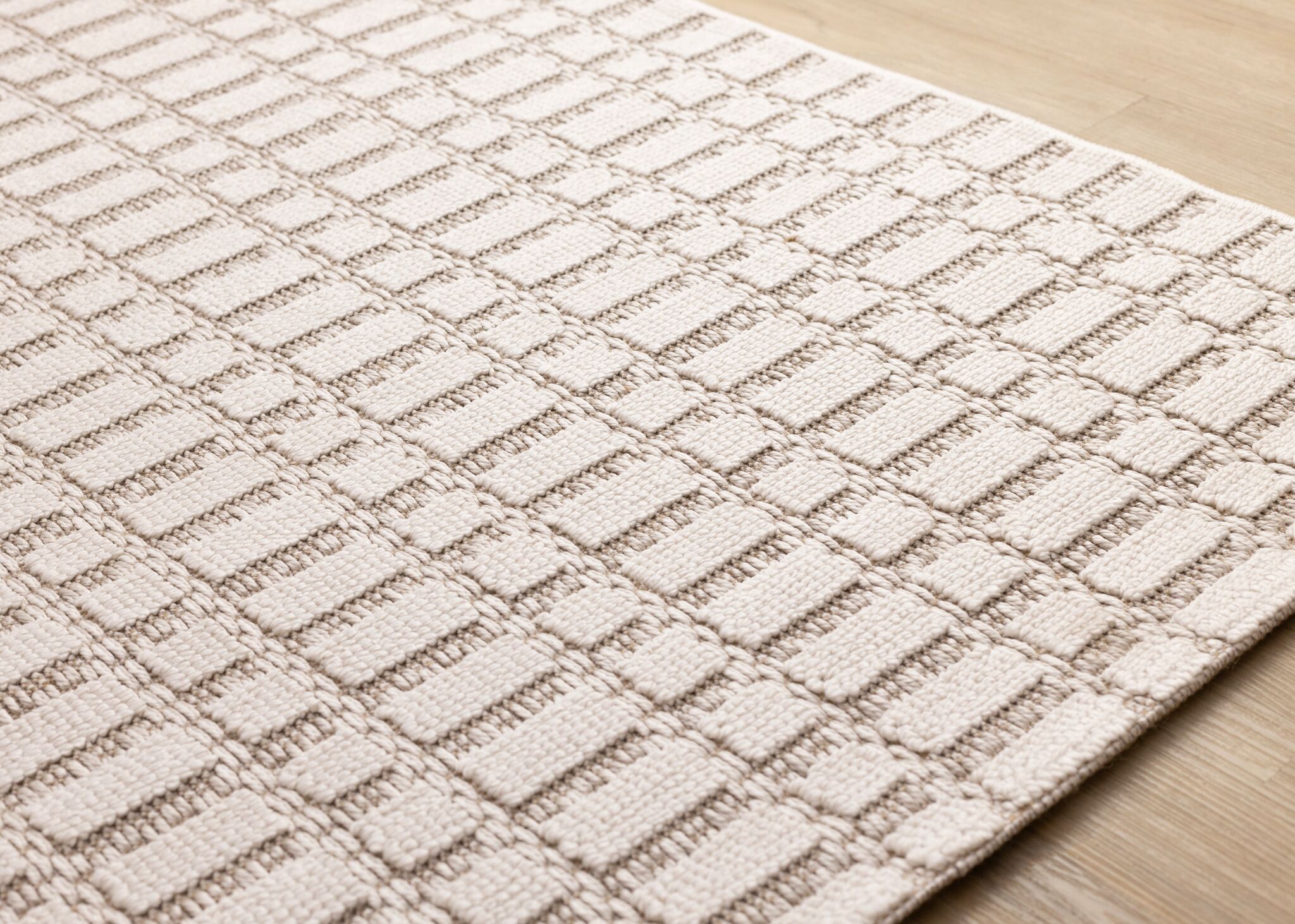 Woven Balance 6'7" x 9'6" Intricate Grid Design Area Rug - White, Taupe