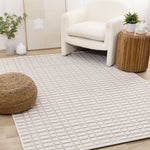 Woven Balance 6'7" x 9'6" Intricate Grid Design Area Rug - White, Taupe