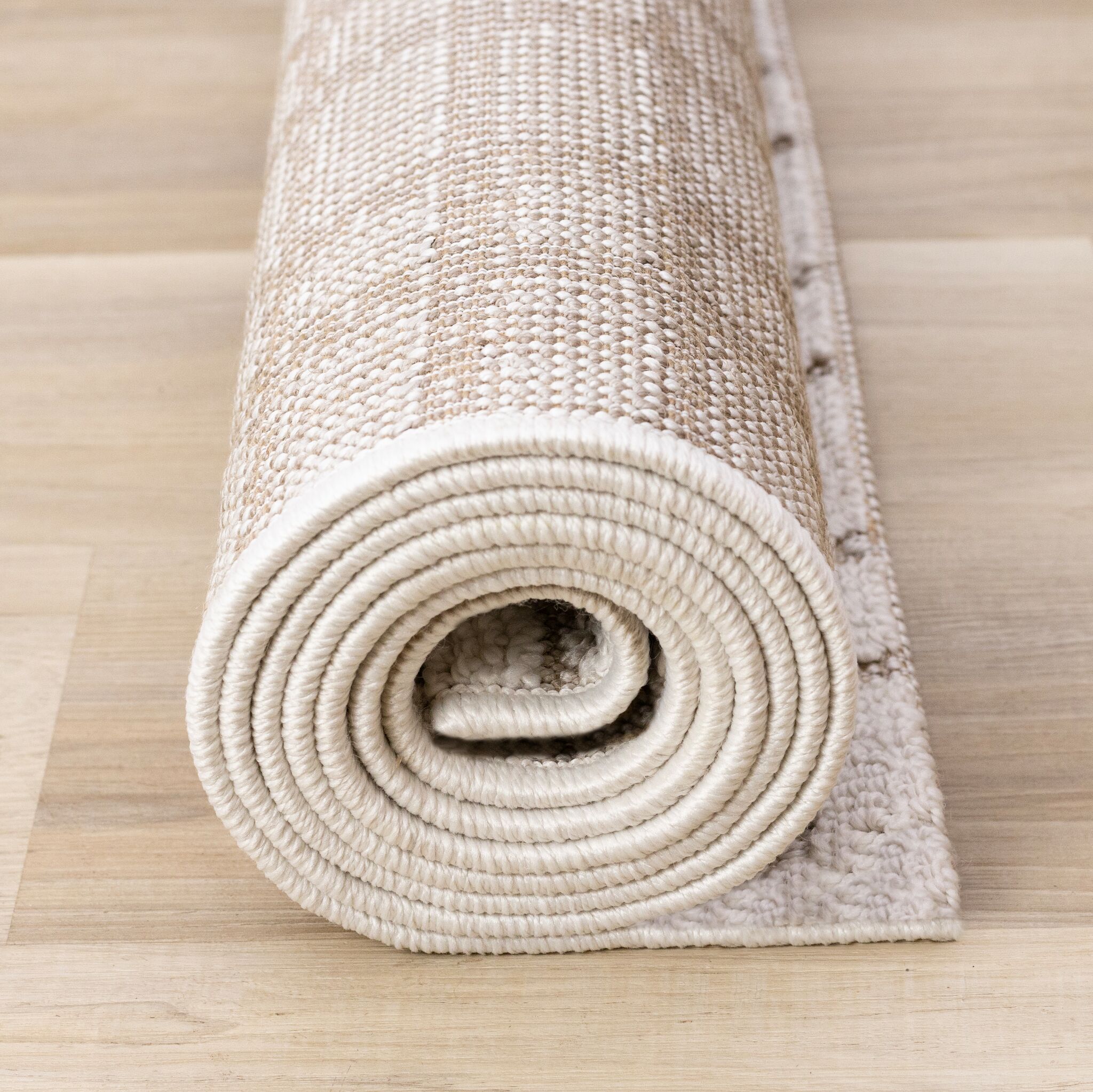 Woven Balance 6'7" x 9'6" Intricate Grid Design Area Rug - White, Taupe