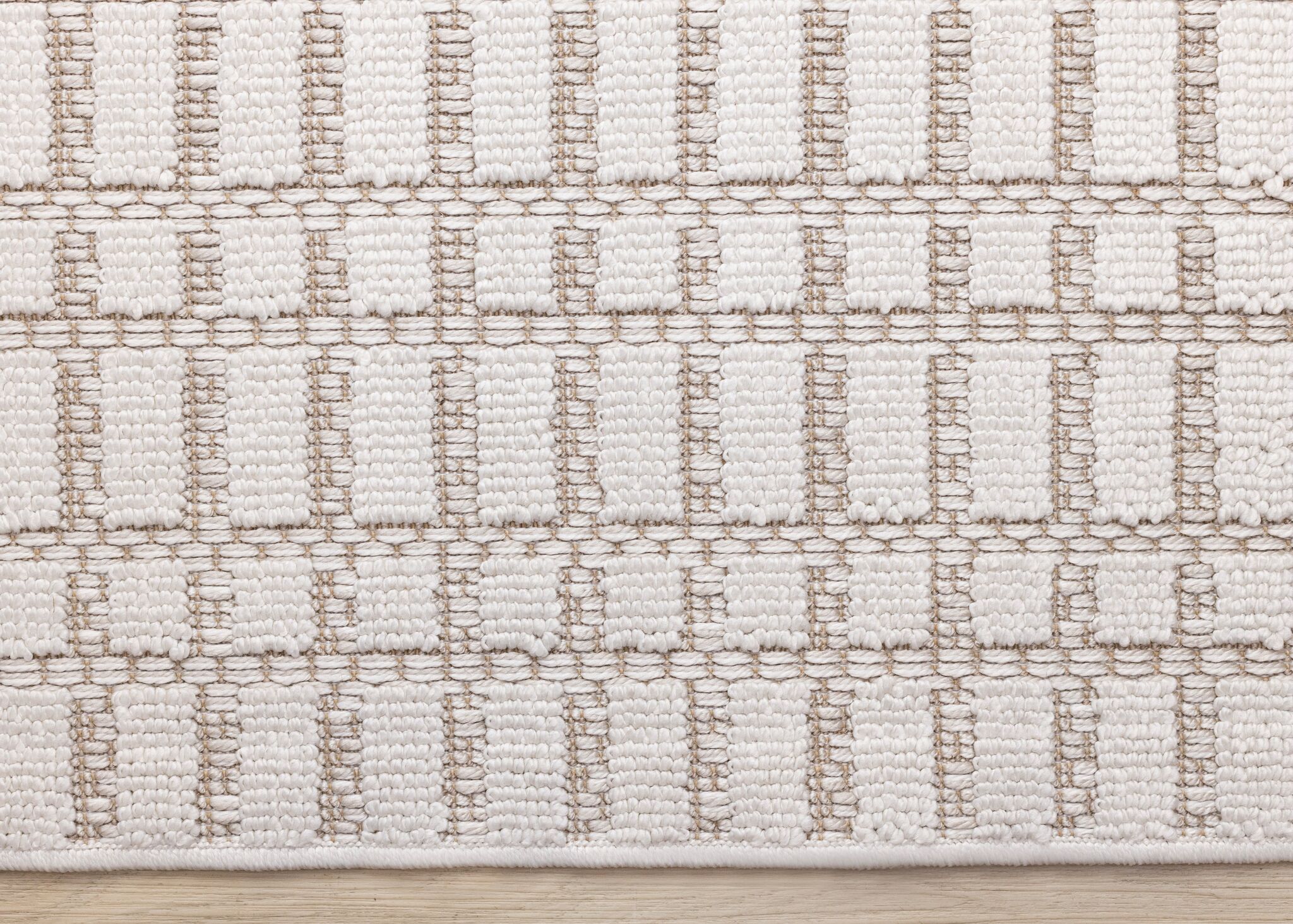 Woven Balance 5'3" x 7'7" Intricate Grid Design Area Rug - White, Taupe