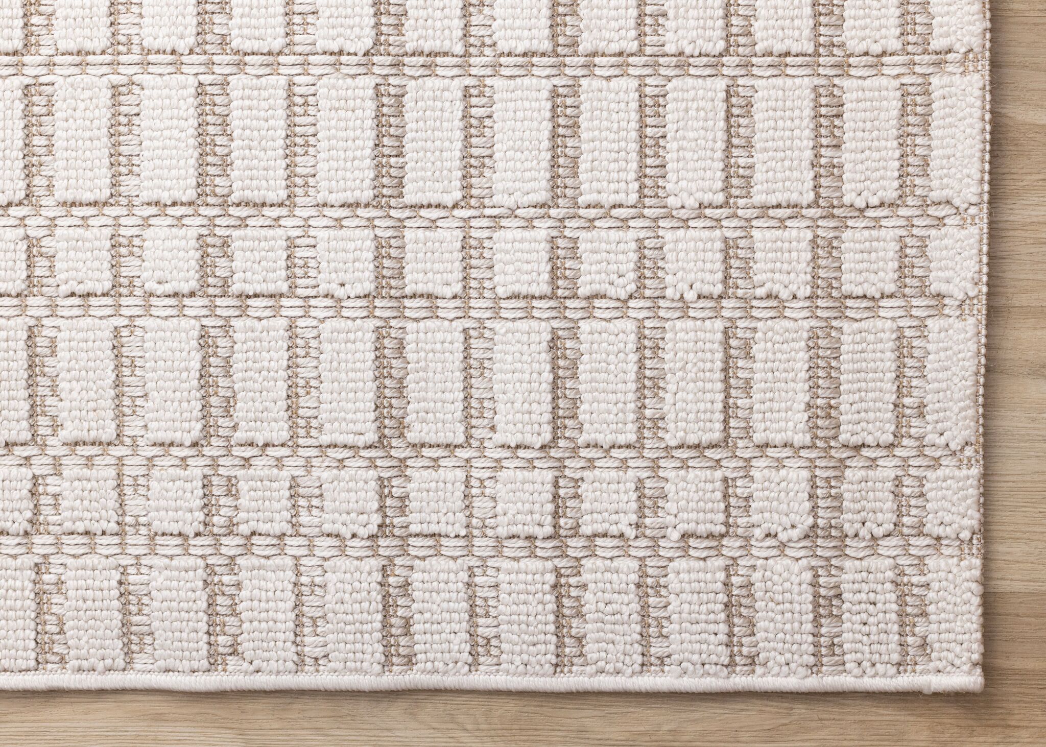 Woven Balance 5'3" x 7'7" Intricate Grid Design Area Rug - White, Taupe