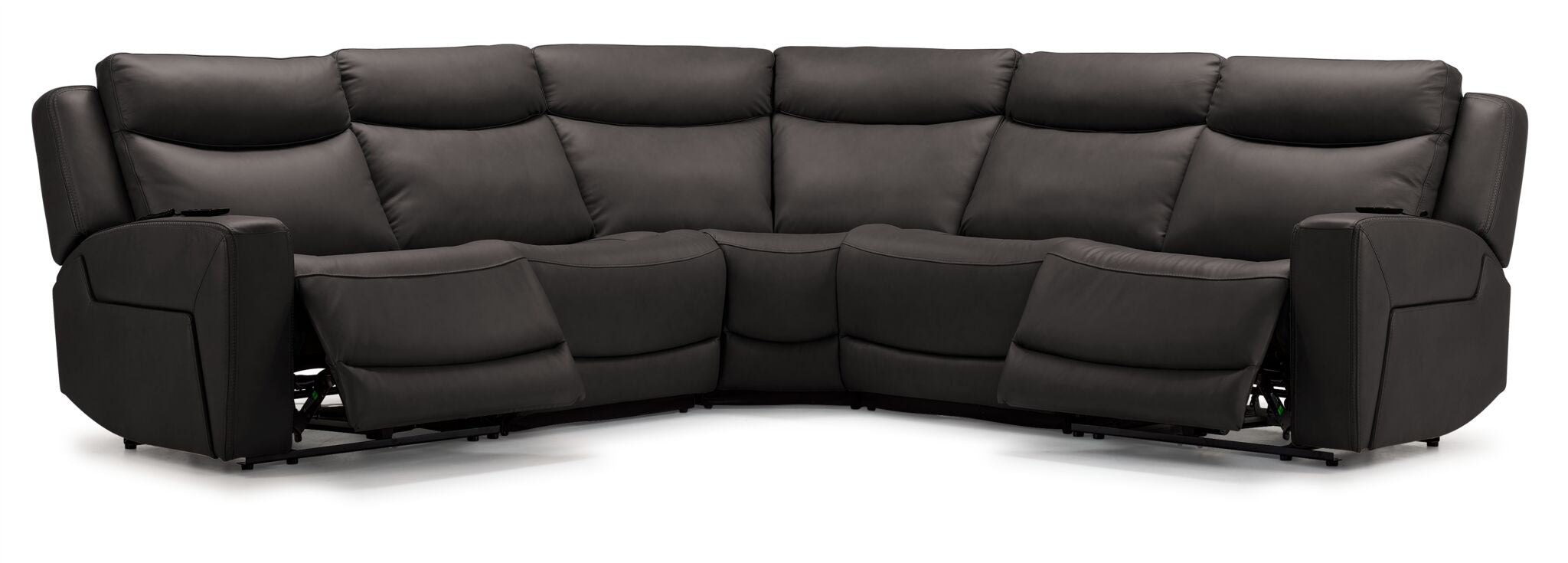 Jackson Leather 5-Piece Power Reclining Sectional with Heat and Massage - Charcoal
