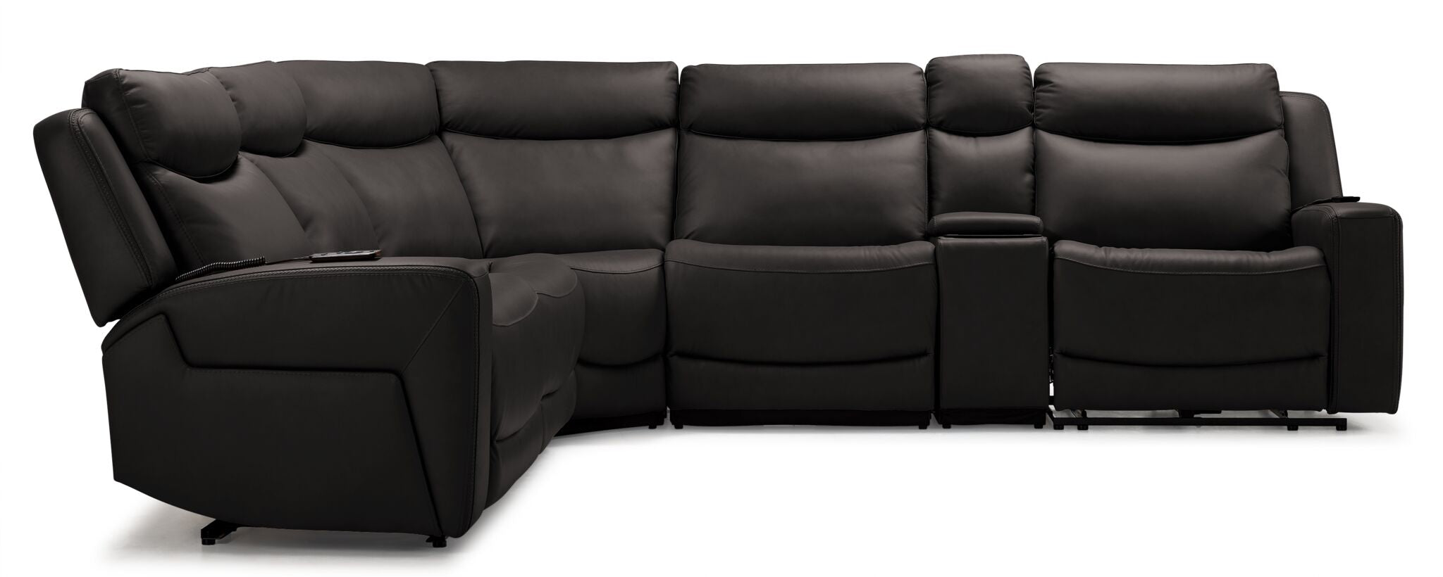 Jackson Leather 6-Piece Power Reclining Sectional with Heat and Massage - Charcoal