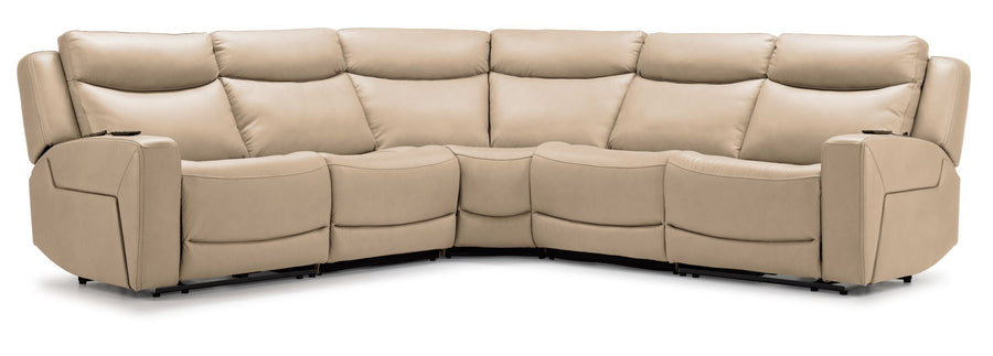 Jackson Leather 5-Piece Power Reclining Sectional with Heat and Massage - Pristine