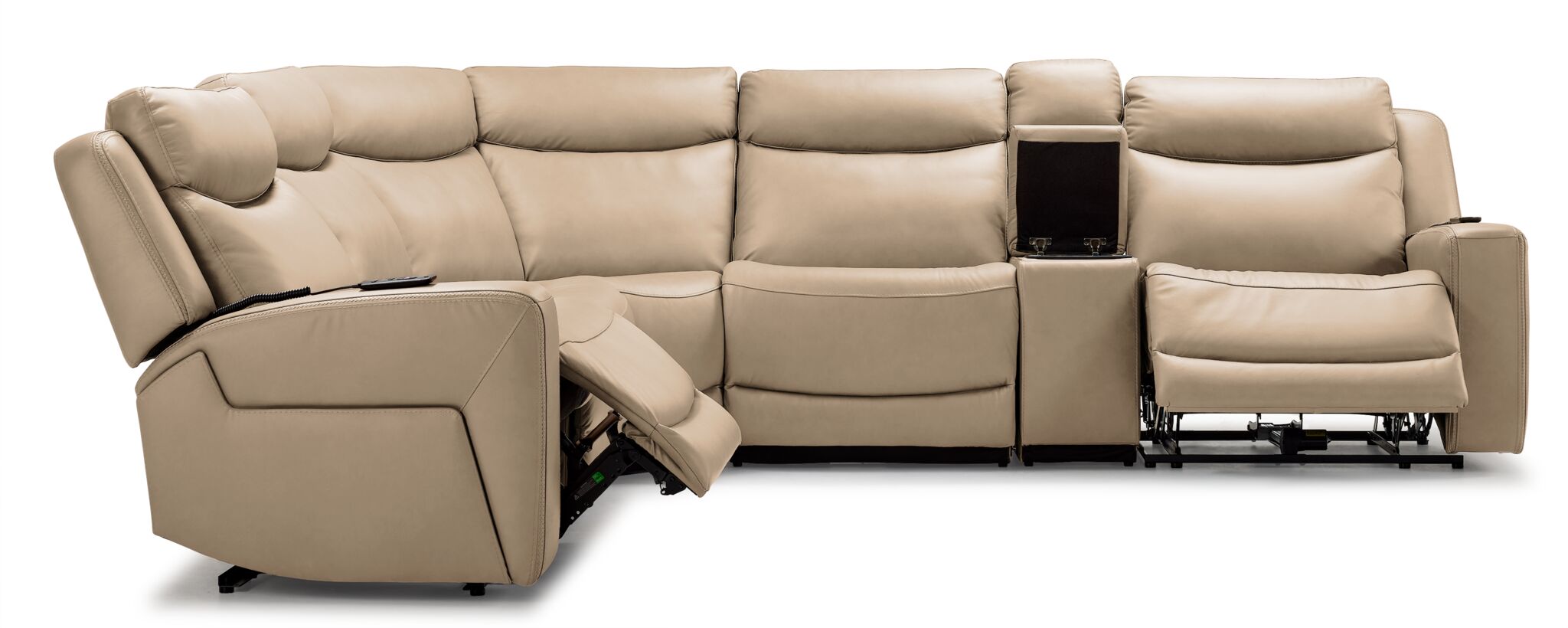 Jackson Leather 6-Piece Power Reclining Sectional with Heat and Massage - Pristine
