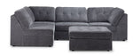 Jayce 5-Piece Modular Sectional with Ottoman - Grey